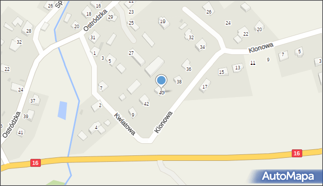 Gietrzwałd, Klonowa, 40, mapa Gietrzwałd
