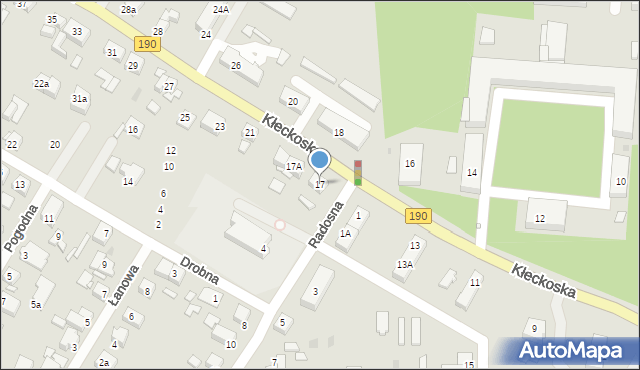 Gniezno, Kłeckoska, 17, mapa Gniezna