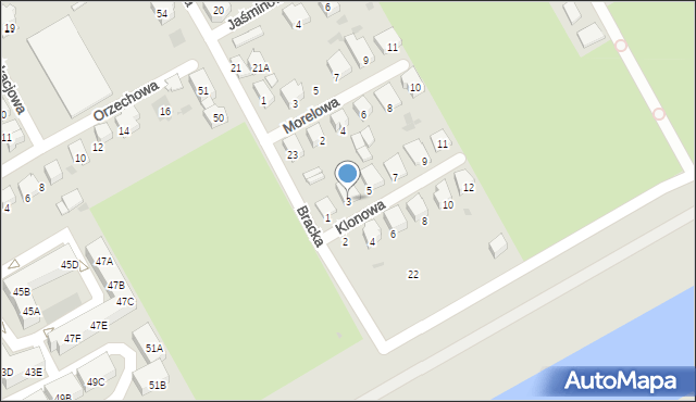 Gorzów Wielkopolski, Klonowa, 3, mapa Gorzów Wielkopolski