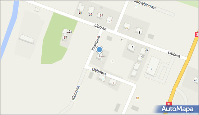 Górzyca, Klonowa, 1, mapa Górzyca