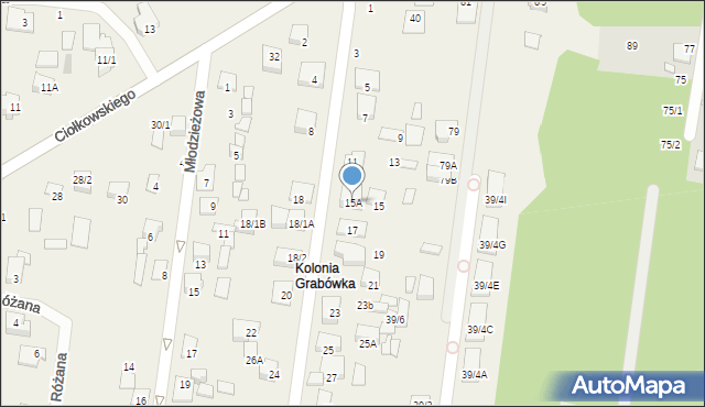 Grabówka, Klubowa, 15A, mapa Grabówka