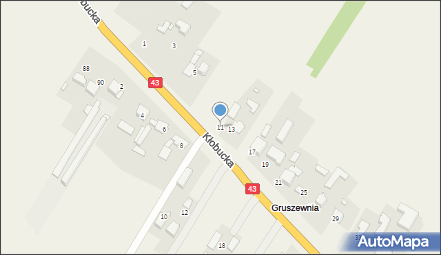 Gruszewnia, Kłobucka, 11, mapa Gruszewnia