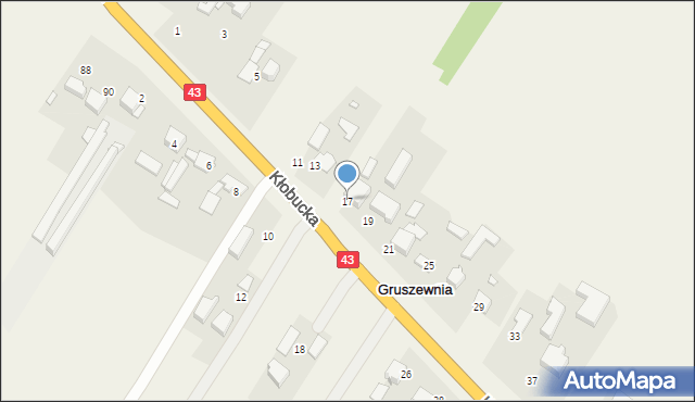 Gruszewnia, Kłobucka, 17, mapa Gruszewnia