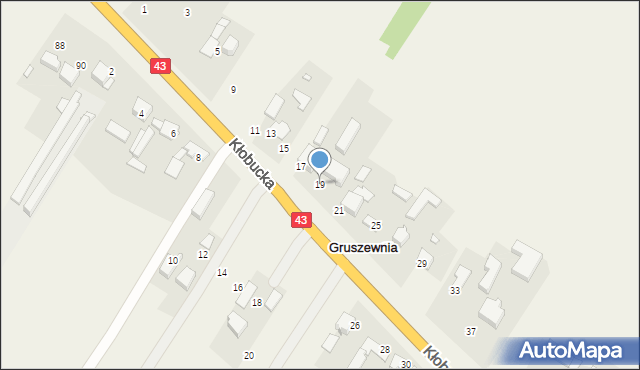 Gruszewnia, Kłobucka, 19, mapa Gruszewnia
