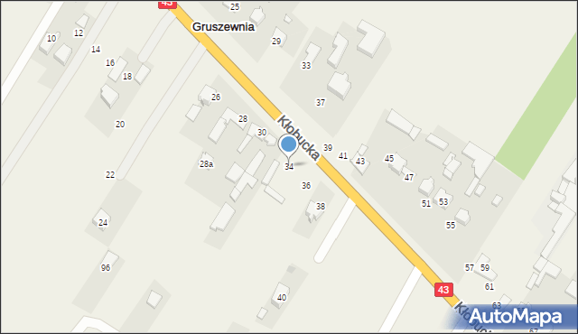 Gruszewnia, Kłobucka, 34, mapa Gruszewnia