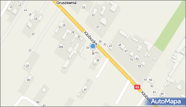 Gruszewnia, Kłobucka, 36, mapa Gruszewnia