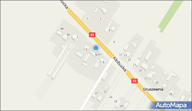 Gruszewnia, Kłobucka, 6, mapa Gruszewnia