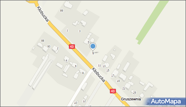 Gruszewnia, Kłobucka, 9, mapa Gruszewnia