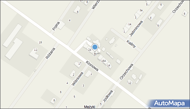 Grzędzice, Klonowa, 20, mapa Grzędzice
