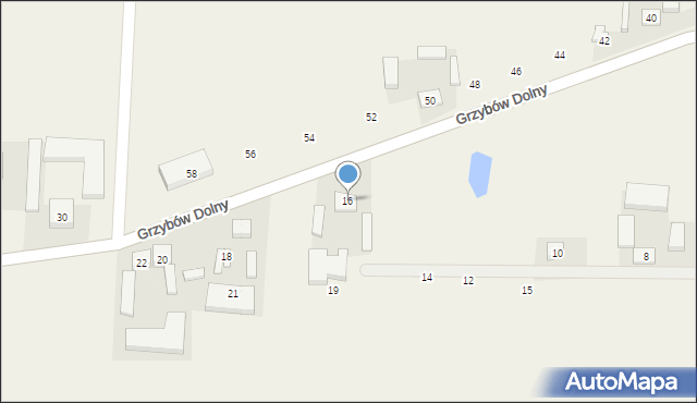 Grzybów Dolny, Klemensów Grzybowski, 16, mapa Grzybów Dolny