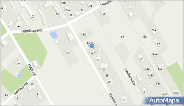 Hipolitów, Klonowa, 34, mapa Hipolitów