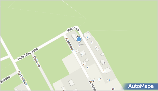 Huta Dłutowska, Klonowa, 4, mapa Huta Dłutowska