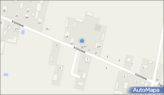 Jabłoń, Klonowa, 14, mapa Jabłoń