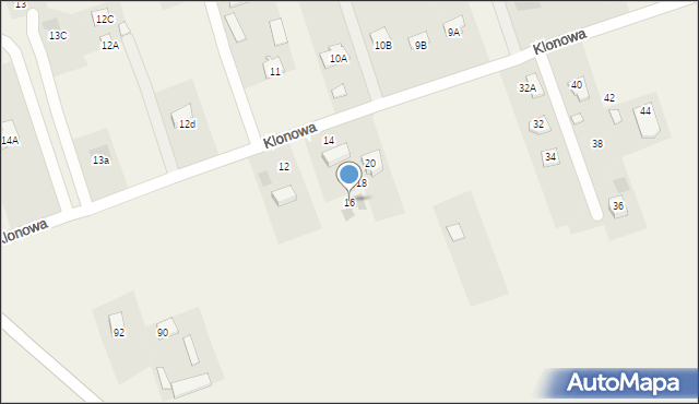 Jakubowice Konińskie-Kolonia, Klonowa, 16, mapa Jakubowice Konińskie-Kolonia