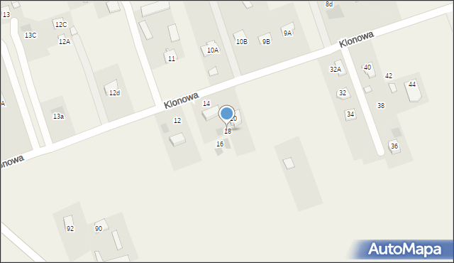 Jakubowice Konińskie-Kolonia, Klonowa, 18, mapa Jakubowice Konińskie-Kolonia