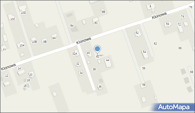 Jakubowice Konińskie-Kolonia, Klonowa, 42, mapa Jakubowice Konińskie-Kolonia