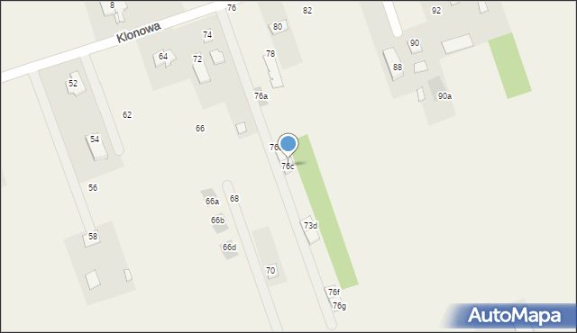 Jakubowice Konińskie-Kolonia, Klonowa, 76c, mapa Jakubowice Konińskie-Kolonia