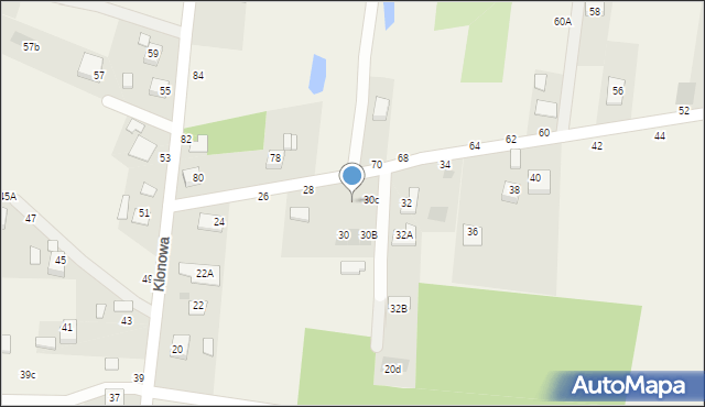 Jasień, Klonowa, 30e, mapa Jasień