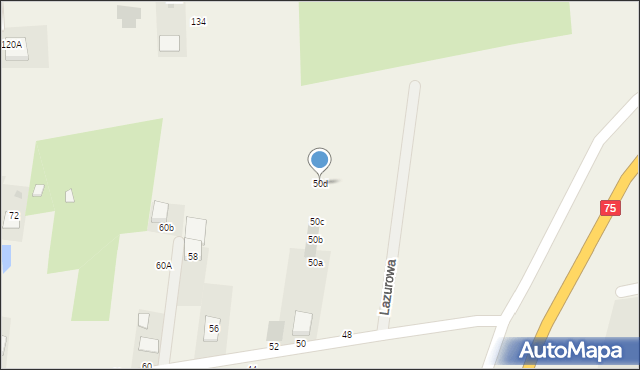 Jasień, Klonowa, 50d, mapa Jasień