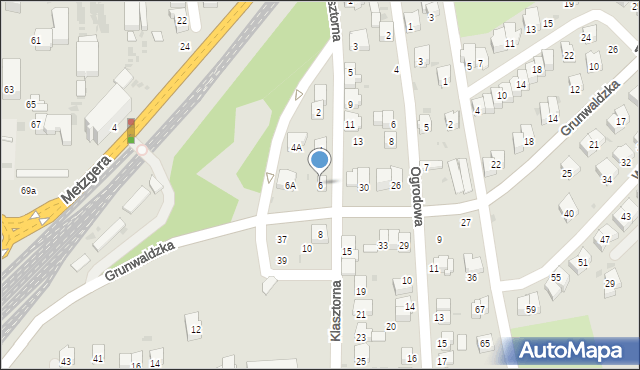 Jasło, Klasztorna, 6, mapa Jasła