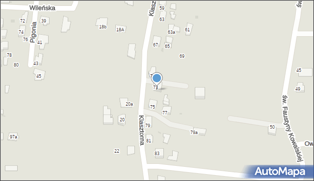 Jasło, Klasztorna, 73a, mapa Jasła