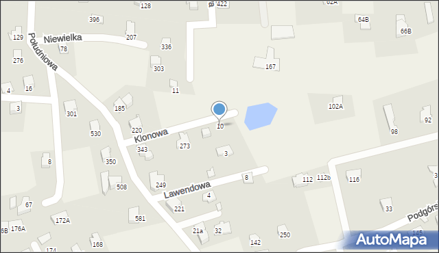 Jaworze, Klonowa, 10, mapa Jaworze