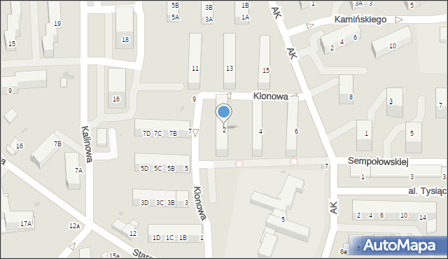 Jaworzno, Klonowa, 2, mapa Jaworzno