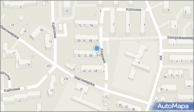 Jaworzno, Klonowa, 3, mapa Jaworzno