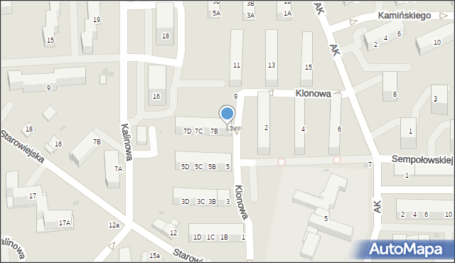 Jaworzno, Klonowa, 7A, mapa Jaworzno