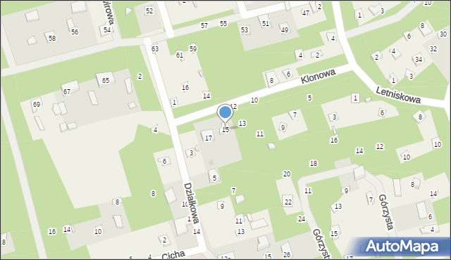 Jedlicze B, Klonowa, 15, mapa Jedlicze B