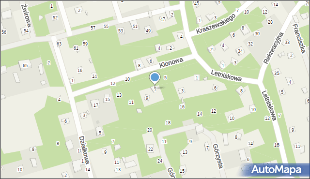 Jedlicze B, Klonowa, 7, mapa Jedlicze B