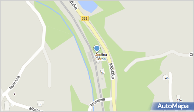 Jedlina-Zdrój, Kłodzka, 59A, mapa Jedlina-Zdrój