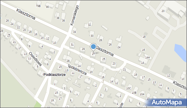 Jędrzejów, Klasztorna, 27, mapa Jędrzejów