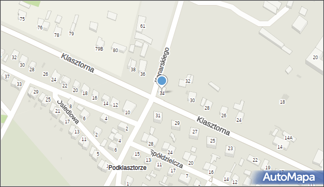 Jędrzejów, Klasztorna, 34, mapa Jędrzejów