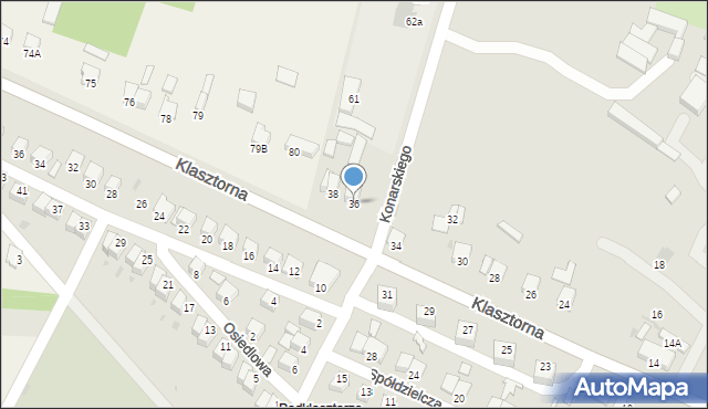 Jędrzejów, Klasztorna, 36, mapa Jędrzejów