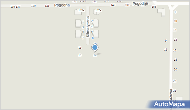 Kalisz, Klimatyczna, 14, mapa Kalisza