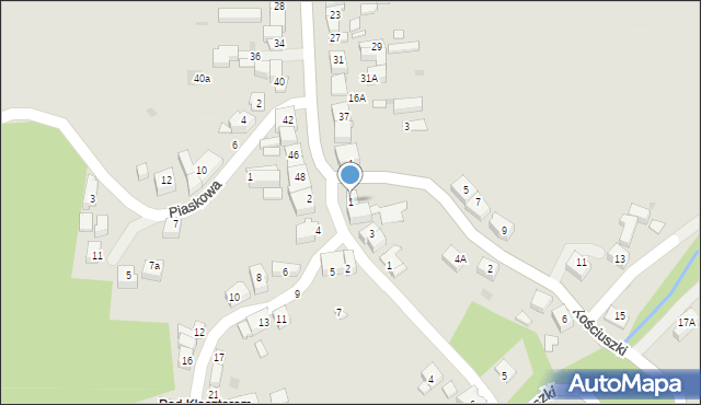 Kalwaria Zebrzydowska, Klasztorna, 1, mapa Kalwaria Zebrzydowska