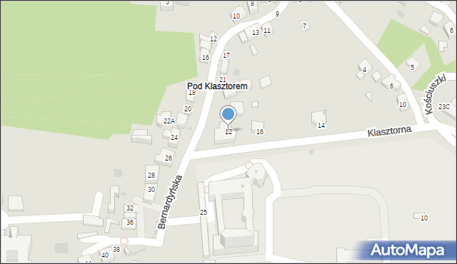 Kalwaria Zebrzydowska, Klasztorna, 12, mapa Kalwaria Zebrzydowska
