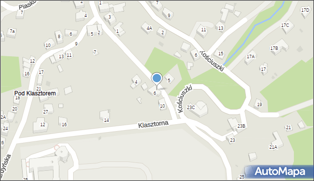 Kalwaria Zebrzydowska, Klasztorna, 8, mapa Kalwaria Zebrzydowska