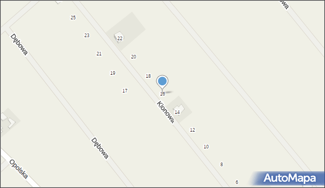 Kały, Klonowa, 16, mapa Kały