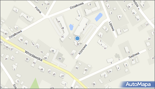 Kamieniec Wrocławski, Klonowa, 10, mapa Kamieniec Wrocławski