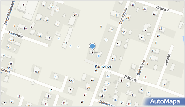 Kampinos, Klonowa, 7, mapa Kampinos