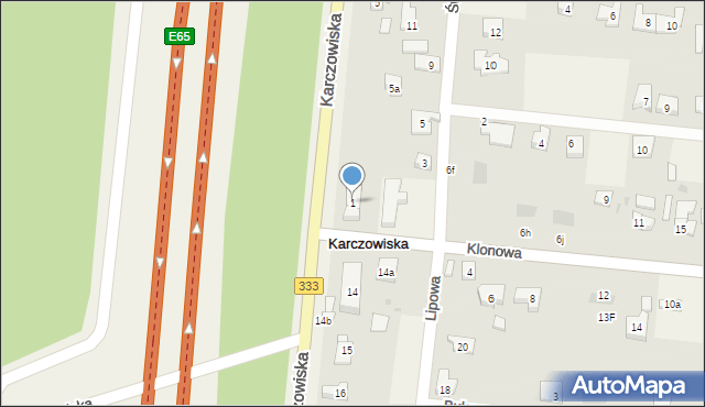 Karczowiska, Klonowa, 1, mapa Karczowiska