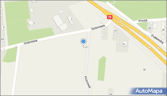 Kąty, Klonowa, 54, mapa Kąty