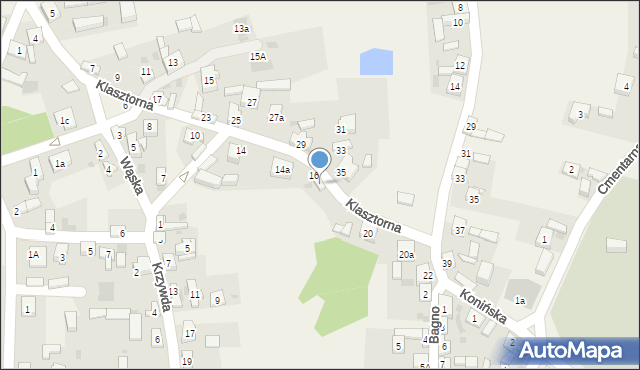 Kazimierz Biskupi, Klasztorna, 18, mapa Kazimierz Biskupi