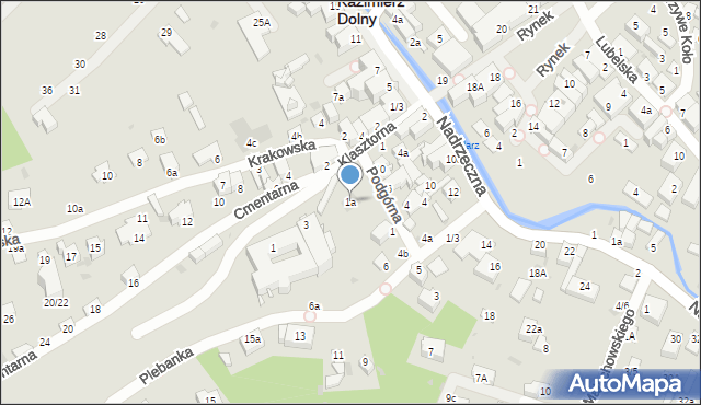 Kazimierz Dolny, Klasztorna, 1a, mapa Kazimierz Dolny