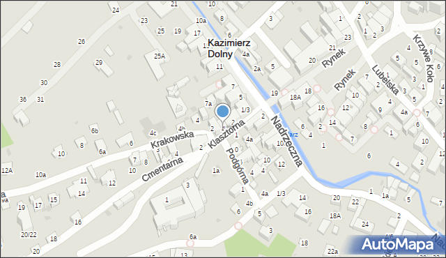 Kazimierz Dolny, Klasztorna, 4, mapa Kazimierz Dolny
