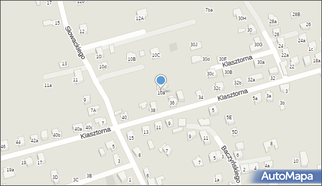 Kęty, Klasztorna, 10a, mapa Kęty