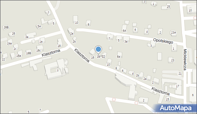 Kęty, Klasztorna, 14, mapa Kęty