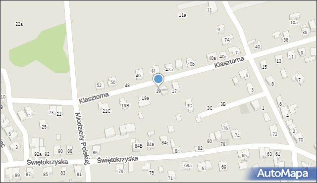 Kęty, Klasztorna, 19, mapa Kęty